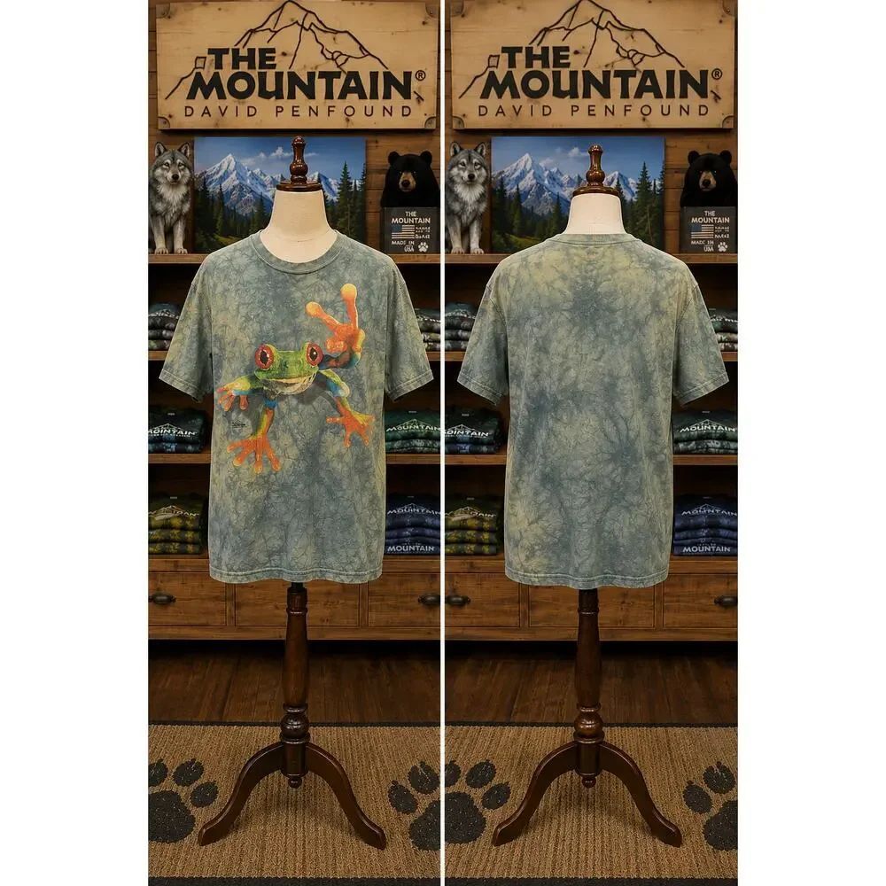 The Mountain Frog Tie Dye Graphic Tee Fade Distressed Nature Shirt XL